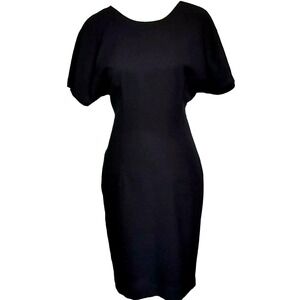 Late Edition Vintage Women's Cocktail Dress Size S V Back Rosette Zip Black USA